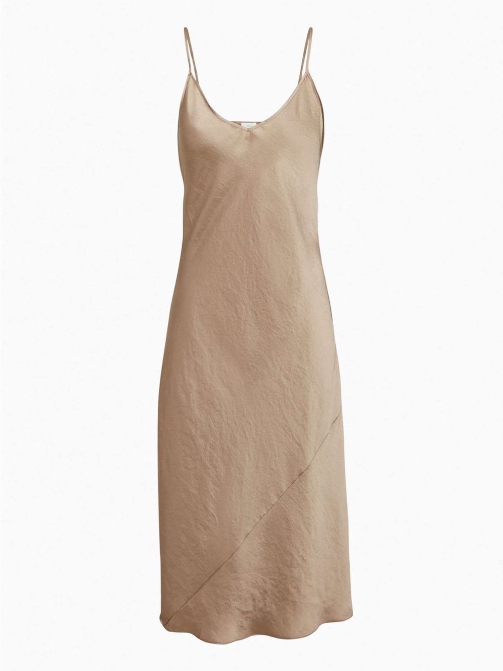 Aritzia Wilfred Only Slip Dress Japanese Satin Taupe Grey Midi Dress Size Medium